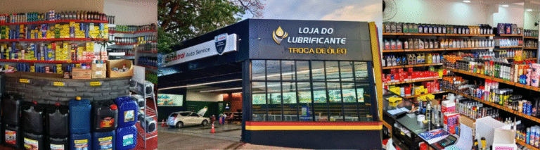 Produtos lubrificantes para automóveis em uma loja automotiva